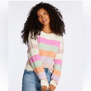 The Paper Store Uncharted Threads Pullover Striped Fuzzy Soft Sweater - Size L